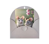 Tarjeta de felicitación de ratón enamorado, página interior en blanco, incluye sobre, 10 x 15 cm.
