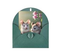 Tarjeta de felicitación de ratón enamorado, página interior en blanco, incluye sobre, 10 x 15 cm.