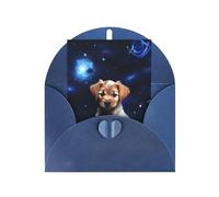 Tarjeta de felicitación de rosa azul cachorro, 10,2 x 15,2 cm, embalaje de sobre en forma de corazón, ideal para todas las ocasiones.