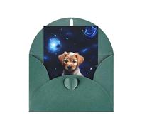 Tarjeta de felicitación de rosa azul cachorro, 10,2 x 15,2 cm, embalaje de sobre en forma de corazón, ideal para todas las ocasiones.