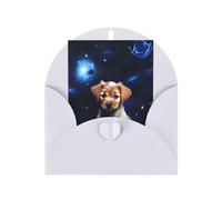 Tarjeta de felicitación de rosa azul cachorro, 4 x 6 pulgadas, embalaje de sobre en forma de corazón y adecuada para todas las ocasiones.