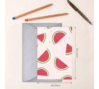 Tarjeta de felicitación de sandía rosa, 4 x 6 pulgadas, embalaje de sobre en forma de corazón y adecuada para todas las ocasiones.