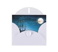 Tarjeta de felicitación de Ship on the Blue Ocean con sobre, tarjeta de cumpleaños, tarjeta de Navidad, tarjeta de invitación, 3 colores