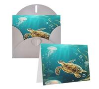 Tarjeta de felicitación de tortuga en blanco con sobres, tarjetas de agradecimiento, tarjetas de notas para todas las ocasiones, tarjetas para Navidad, vacaciones, cumpleaños, graduación, aniversarios