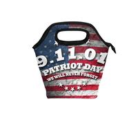 Tarjeta de felicitación del día de los patriotas con bandera americana, bolsas de almuerzo para el trabajo con asa curvada, lonchera para mujer, resistente al agua, bolsa térmica grande para el