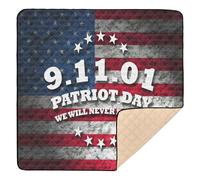 Tarjeta de felicitación del Día de los Patriotas con la bandera americana, tapete de juego antideslizante grande para interiores y exteriores, cómodo tapete de entretenimiento para bebés y niños