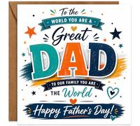 Tarjeta de felicitación del día del padre para papá, diseño de corona botánica, verde y dorado, cartulina de lujo de 300 g/m², con sobre de papel kraft