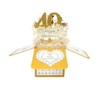 Tarjeta de felicitación desplegable de 40 años de aniversario de boda para él, gran regalo 3D de 40 años juntos para esposa, mejor idea de regalo de 40 años de casados para él y parejas