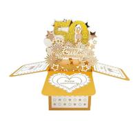 Tarjeta de felicitación desplegable de 50 años de aniversario de boda para él, gran regalo 3D de 50 años juntos para esposa, mejor regalo de diez años casados para él y parejas