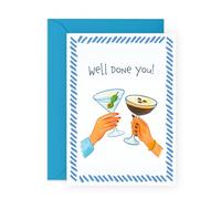 Tarjeta de felicitación - Diseño de cóctel "Well Done You" - Divertida tarjeta de celebración para amigos, compañeros de trabajo, hijo, hija, sobrina, sobrino, niño, compañero, graduados, familia, él