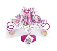 Tarjeta de felicitación emergente de feliz 50 cumpleaños original Second Nature 3D Pop Up Cards