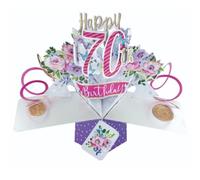 Tarjeta de felicitación emergente de feliz 70 cumpleaños original Second Nature 3D Pop Up Cards