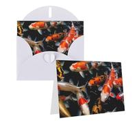 Tarjeta de felicitación en blanco de 10,2 x 15,2 cm con sobres, tarjetas de agradecimiento con peces de carpa koi de Japón, tarjetas de agradecimiento blancas para todas las ocasiones para Navidad