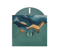 Tarjeta de felicitación en blanco verde oscuro y perla, hermoso bloque de notas en blanco VVXBHGR, patrón de ondas en el campo de trigo