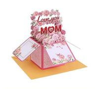 Tarjeta de felicitación floral 3D Po-p Up Love You Mom para el día de la madre, regalo con sobre y nota de mensaje para esposa y mejor mamá de la historia, juego de tarjetas de ramo de flores hechas a