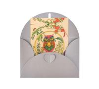 Tarjeta de felicitación gris con sobre a juego, diseño de búhos creencias en blanco, para cumpleaños, boda, día de San Valentín