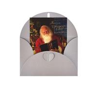 Tarjeta de felicitación gris con sobre a juego, diseño de Papá Noel en blanco para cumpleaños, boda, día de San Valentín