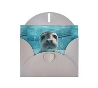 Tarjeta de felicitación gris DLXW Seals in the pool Pattern para Navidad, cumpleaños infantil, día de San Valentín, aniversario de boda e invitación a fiesta