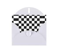 Tarjeta de felicitación impresa a cuadros en blanco y negro con sobre, interior en blanco para cumpleaños, Navidad, todas las ocasiones, 6 x 4 pulgadas