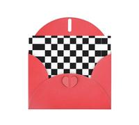 Tarjeta de felicitación impresa a cuadros en blanco y negro con sobre, interior en blanco para cumpleaños, Navidad, todas las ocasiones, 6 x 4 pulgadas