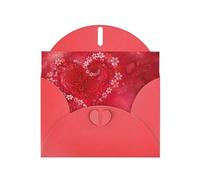 Tarjeta de felicitación impresa con diseño de corazón y flor de papel perlado con sobre, interior en blanco para cumpleaños, Navidad, todas las ocasiones, 15,2 x 10,2 cm