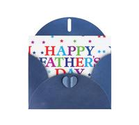 Tarjeta de felicitación impresa con diseño de estrellas y feliz día del padre con sobre, interior en blanco para cumpleaños, Navidad, todas las ocasiones, 6 x 4 pulgadas