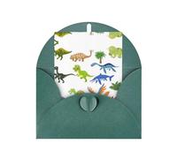 Tarjeta de felicitación impresa con imágenes de dinosaurios para el día de la madre, Navidad, papel perlado de 4 x 6 pulgadas con sobre para cumpleaños