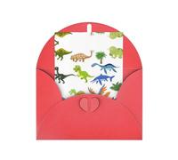 Tarjeta de felicitación impresa con imágenes de dinosaurios para el día de la madre, Navidad, papel perlado de 4 x 6 pulgadas con sobre para cumpleaños