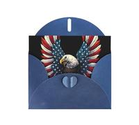 Tarjeta de felicitación impresa con la bandera del águila americana con sobre, interior en blanco para cumpleaños, Navidad, todas las ocasiones, 15,2 x 10,2 cm