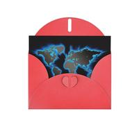 Tarjeta de felicitación impresa con mapa del mundo de papel perlado con sobre, interior en blanco para cumpleaños, Navidad, todas las ocasiones, 6 x 4 pulgadas