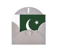 Tarjeta de felicitación impresa de la bandera de Pakistán con sobre, diseños únicos para invitaciones a festivales