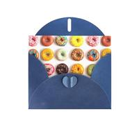 Tarjeta de felicitación impresa de papel perlado con diferentes sabores de donas con sobre, interior en blanco para cumpleaños, Navidad, todas las ocasiones, 6 x 4 pulgadas