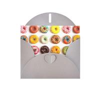Tarjeta de felicitación impresa de papel perlado con diferentes sabores de donas con sobre, interior en blanco para cumpleaños, Navidad, todas las ocasiones, 6 x 4 pulgadas