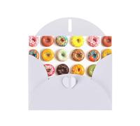 Tarjeta de felicitación impresa de papel perlado con diferentes sabores de donas con sobre, interior en blanco para cumpleaños, Navidad, todas las ocasiones, 6 x 4 pulgadas
