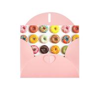 Tarjeta de felicitación impresa de papel perlado con diferentes sabores de donas con sobre, interior en blanco para cumpleaños, Navidad, todas las ocasiones, 6 x 4 pulgadas