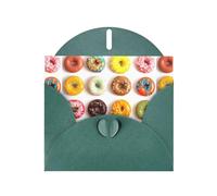 Tarjeta de felicitación impresa de papel perlado con diferentes sabores de donas con sobre, interior en blanco para cumpleaños, Navidad, todas las ocasiones, 6 x 4 pulgadas