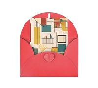 Tarjeta de felicitación moderna de mediados de siglo, 4 x 6 pulgadas, embalaje de sobre en forma de corazón, adecuada para todas las ocasiones.