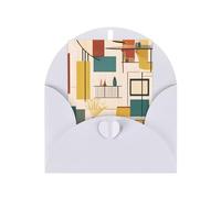 Tarjeta de felicitación moderna de mediados de siglo, 4 x 6 pulgadas, embalaje de sobre en forma de corazón, adecuada para todas las ocasiones.