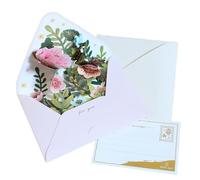 Tarjeta de felicitación multifuncional con diseño de flores, tarjeta de bendición, hecha a mano con sobre de cuidado, regalos para mamá, decoración del hogar