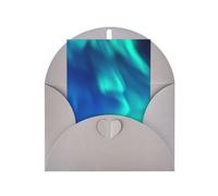 Tarjeta de felicitación navideña con estampado de luces del norte de papel perlado para cumpleaños, Acción de Gracias, Navidad, Año Nuevo