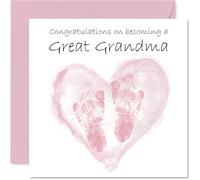 Tarjeta de felicitación para abuela con texto en inglés "Congrats Becoming - Well Done Felicitaciones para la nueva bisabuela, 145 mm, tarjetas de felicitación de bienvenida al mundo