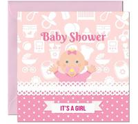 Tarjeta de felicitación para baby shower con texto en inglés "It's a Girl Newborn Baby Congratulations", 145 x 145 mm