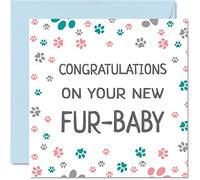 Tarjeta de felicitación para bebé de piel nueva - Felicitaciones por nuevas tarjetas de bebé de piel para cachorro, tarjetas de felicitación bien hechas, tarjetas de bebé de piel de perro de bienvenida al mundo, regalos de bienvenida al mundo, tarjetas de felicitación para padres de bebé de piel de perrito de 145 mm x 145 mm