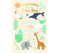 Tarjeta de felicitación para bebé niño con texto en inglés "Welcome To the World Little One" de Wishing Well Studios, 25,4 x 20,3 cm