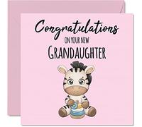 Tarjeta de felicitación para bebé, nueva nieta, tarjetas de felicitación para recién nacidos, bien hechas, tarjetas de felicitación para bebé, regalo de bienvenida al mundo, tarjetas de felicitación para bebés de 145 mm x 145 mm para padres