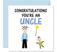 Tarjeta de felicitación para bebé recién nacido, con texto en inglés "Congratulations You're an Uncle", tarjetas de felicitación para recién nacido, tarjetas de bienvenida al mundo, regalos para el