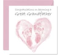 Tarjeta de felicitación para bisabuelo con texto en inglés "Congrats Becoming - Well Done Felicitaciones para el nuevo bisabuelo, 145 mm, tarjetas de felicitación de bienvenida al mundo