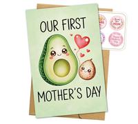 Tarjeta de felicitación para el día de la madre con diseño de aguacate y texto en inglés "Our First Mother's Day Baby Happy Mother's Day", regalo para el día de la madre, regalo para madre, madre
