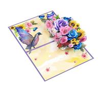 Tarjeta de felicitación para el día de la madre con sobre, diseño de pájaro, flor, tarjeta de felicitación para el día de la madre, regalo de agradecimiento para profesor, flor