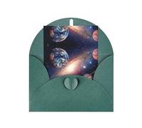 Tarjeta de felicitación para el Día de la Madre, Navidad, universo, planeta, impresión, papel perlado, 10 x 15 cm, con sobre, para cumpleaños, agradecimiento